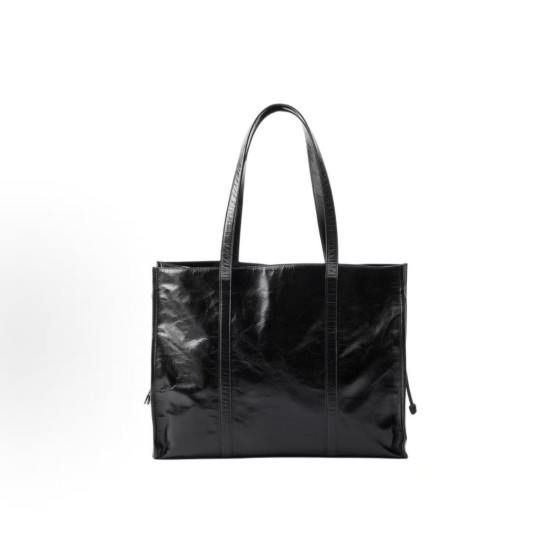 PRADA Enamel metal triangular logo Tote bag, Tote bag, shopping bag, handbag, large size for women, black